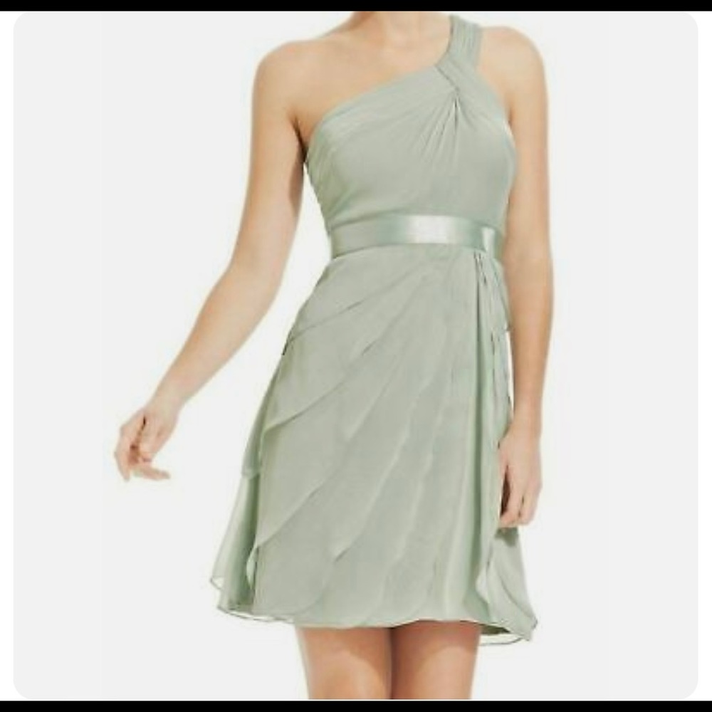 EUC! Adrianna Papell Sage Green Chiffon Layered Dress, Size 6